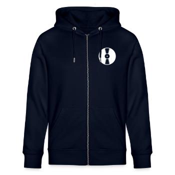 Schallplatte - Stanley/Stella Unisex Bio-Kapuzenjacke CULTIVATOR  - Navy - Vorne - Nico (186cm) & Anna (173cm)