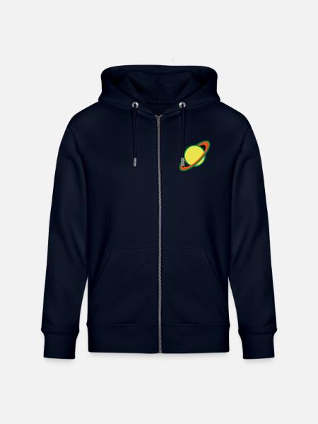 Planet Saturn (Cartoon) - Stanley/Stella CULTIVATOR Unisex Organic Hooded Jacket - navy