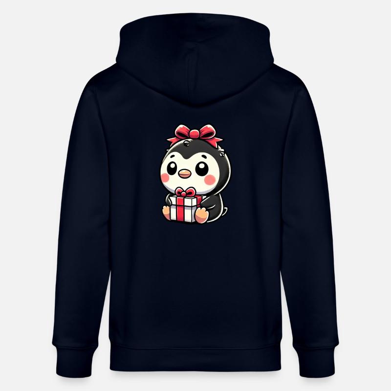 Weihnachtsmann und Pinguin mit Geschenk - Stanley/Stella Unisex Bio-Kapuzenjacke CULTIVATOR  - Navy