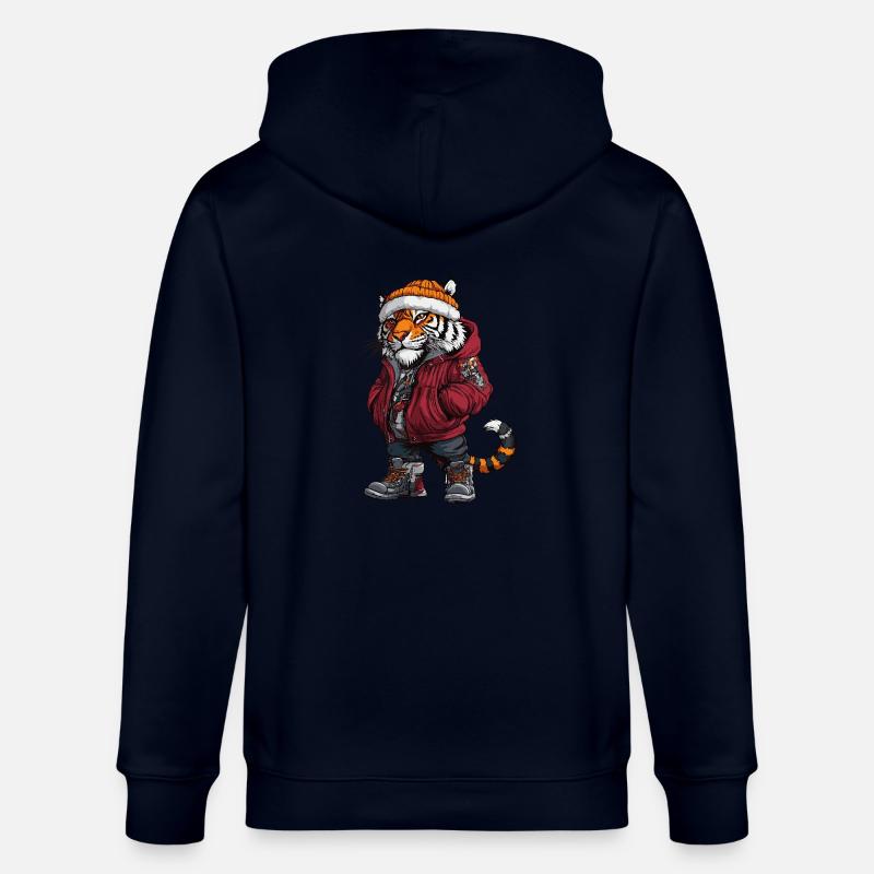 Tigre drôle d’hiver - Veste à capuche bio CULTIVATOR Stanley/Stella Unisexe - marine