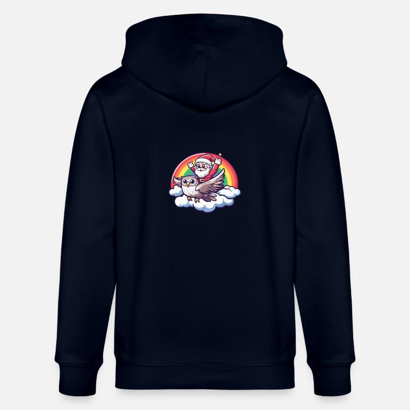 Eule Weihnachtsmann Regenbogen - Stanley/Stella Unisex Bio-Kapuzenjacke CULTIVATOR  - Navy