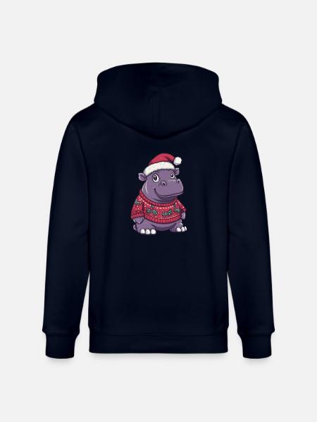 Nilpferd Weihnachten Comic - Stanley/Stella Unisex Bio-Kapuzenjacke CULTIVATOR - Navy
