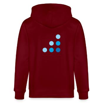 Blue dots 800x800 - Stanley/Stella Unisex Bio-Kapuzenjacke CULTIVATOR  - Burgunderrot - Hinten - Anna (173cm)