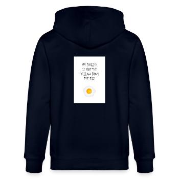 My English is not the yellow from the egg - Stanley/Stella Unisex Bio-Kapuzenjacke CULTIVATOR  - Navy - Hinten - Anna (173cm)
