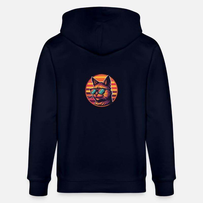 Cat Comic Cool Summer - Stanley/Stella CULTIVATOR  Unisex Organic Hooded Jacket - navy