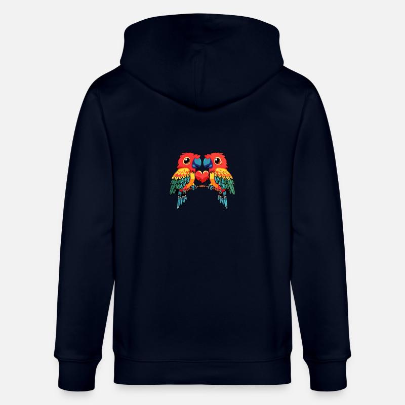 Couple de perroquets Saint-Valentin - Veste à capuche bio CULTIVATOR Stanley/Stella Unisexe - marine