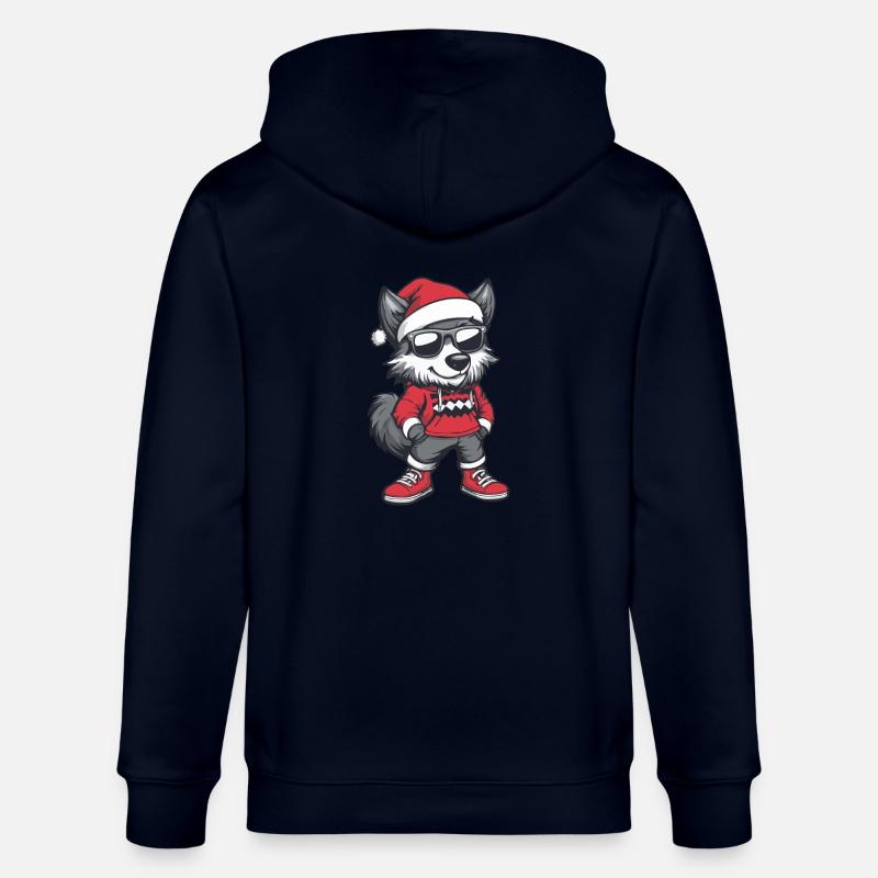 Wolf Weihnachten Comic Cool - Stanley/Stella Unisex Bio-Kapuzenjacke CULTIVATOR  - Navy