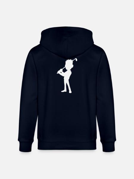 Golf Design, Golfer Silhouette - Stanley/Stella CULTIVATOR Unisex Organic Hooded Jacket - navy