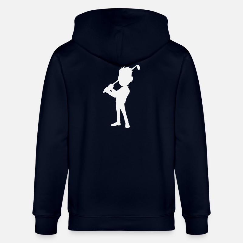 Golf Design, Golfer Silhouette - Stanley/Stella CULTIVATOR Unisex Organic Hooded Jacket - navy