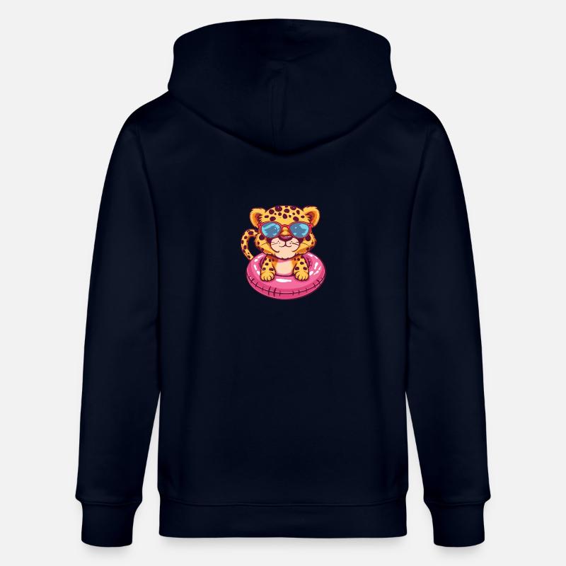 Leopard Comic Cool - Stanley/Stella CULTIVATOR  Unisex Organic Hooded Jacket - navy