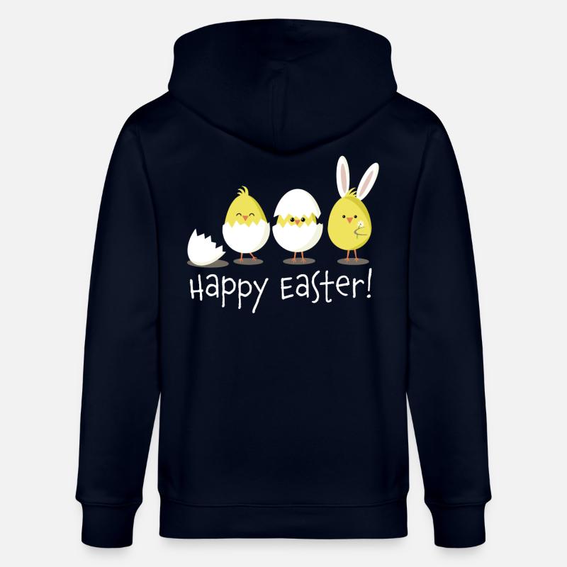 happy easter kücken ei osterei - Stanley/Stella Unisex Bio-Kapuzenjacke CULTIVATOR  - Navy