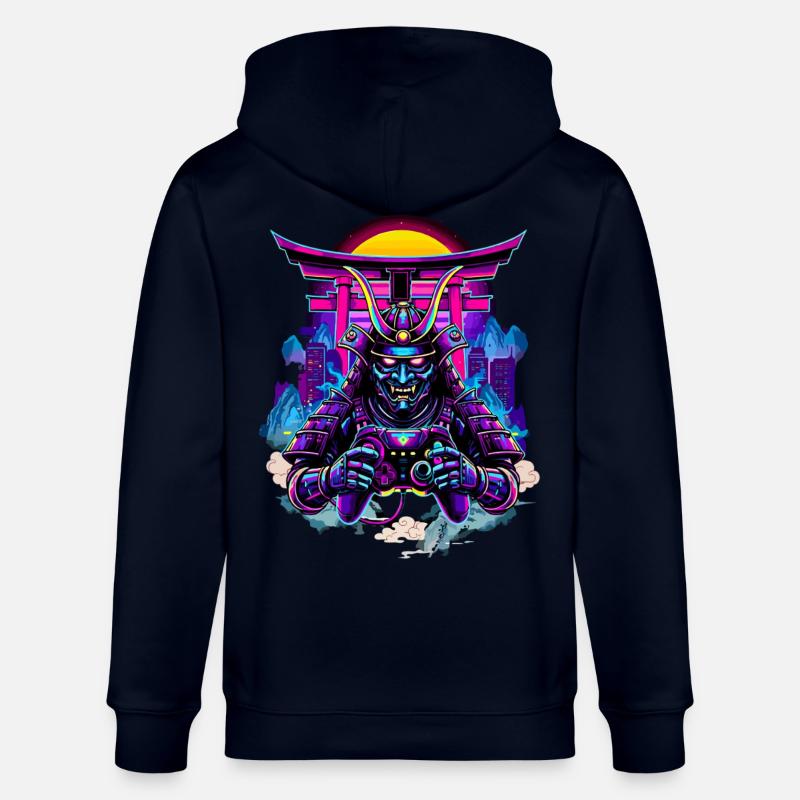 Samurai Maske gaming Controller Sythwave gaming  - Stanley/Stella Unisex Bio-Kapuzenjacke CULTIVATOR  - Navy