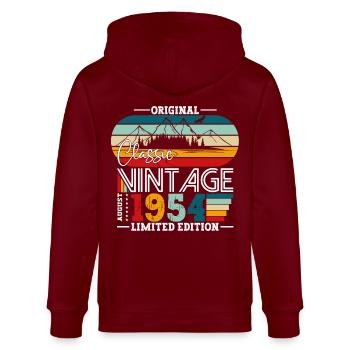 70e anniversaire Original août 1954 Né en 1954 - Veste à capuche bio CULTIVATOR Stanley/Stella Unisexe - bordeaux - Dos - Anna (173cm)