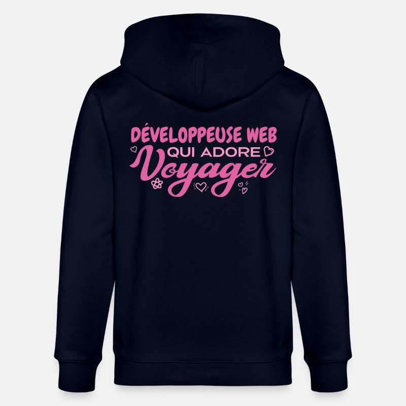Développeuse web globe-trotteuse passionnée voyage - Veste à capuche bio CULTIVATOR Stanley/Stella Unisexe - marine