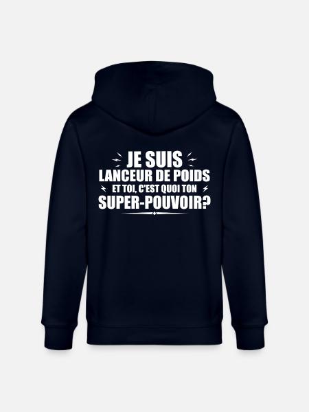 Shot putter. What's your superpower? - Stanley/Stella CULTIVATOR Unisex Organic Hooded Jacket - navy