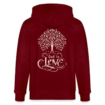 god is love - Veste à capuche bio CULTIVATOR Stanley/Stella Unisexe - bordeaux - Dos - Anna (173cm)