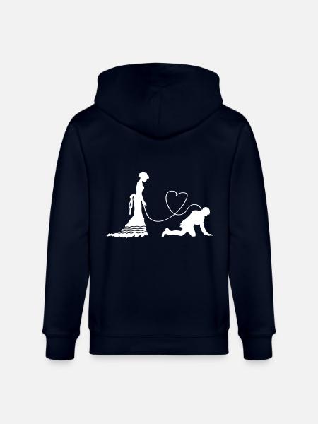 Wedding Newlyweds Heart Funny - Stanley/Stella CULTIVATOR Unisex Organic Hooded Jacket - navy
