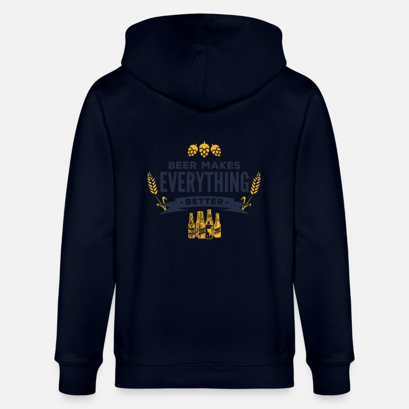 Beer makes everything better! - Stanley/Stella CULTIVATOR  Unisex Organic Hooded Jacket - navy