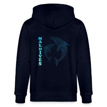 Malediven Delfine Maldives Dauphins - Veste à capuche bio CULTIVATOR Stanley/Stella Unisexe - marine - Dos - Anna (173cm)