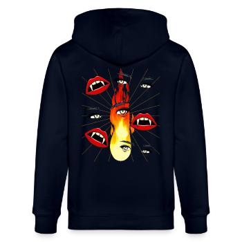 Halloween Vampir Girl Fantasy Horror Dark - Stanley/Stella Unisex Bio-Kapuzenjacke CULTIVATOR  - Navy - Hinten - Anna (173cm)
