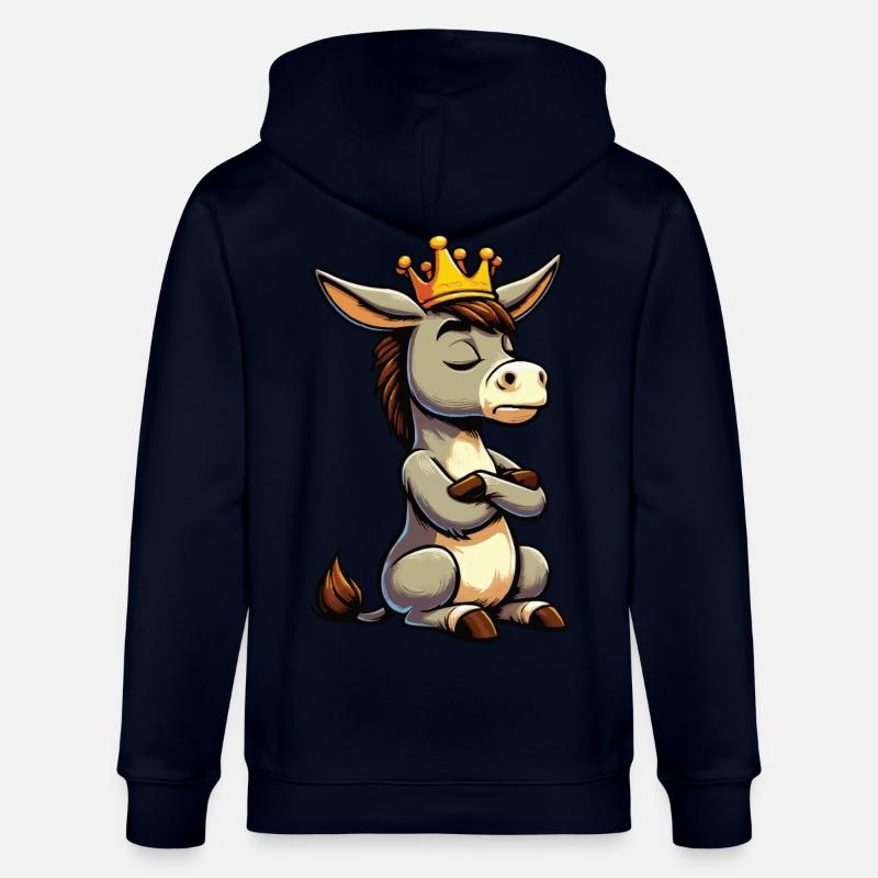 Esel Eselchen Eselhalter Muli Langohresel Muli - Stanley/Stella Unisex Bio-Kapuzenjacke CULTIVATOR  - Navy