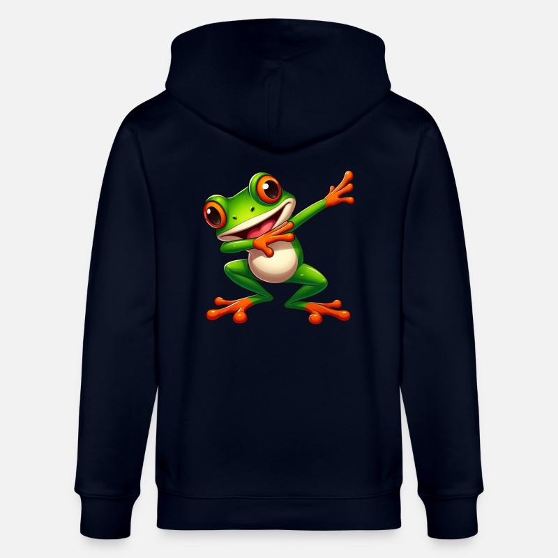 Cool Frog Dabbing Toad Style - Stanley/Stella CULTIVATOR  Unisex Organic Hooded Jacket - navy