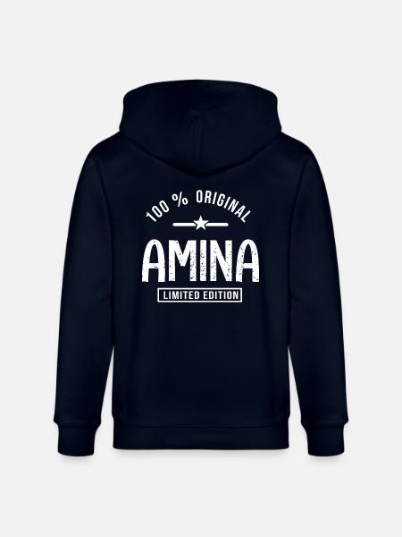 Amina personalized shirt Arabic name Amina - Stanley/Stella CULTIVATOR  Unisex Organic Hooded Jacket - navy