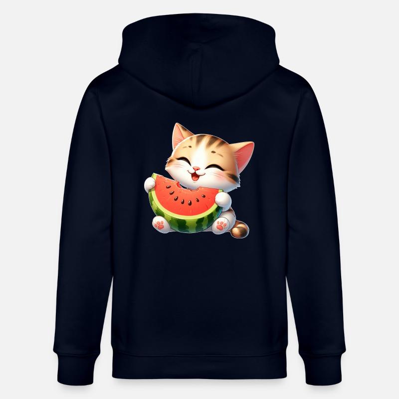 Melon Chat Pastèque Drôle Fruité - Veste à capuche bio CULTIVATOR Stanley/Stella Unisexe - marine