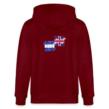 Honduras UK Flagge Britisch Honduranisch - Stanley/Stella Unisex Bio-Kapuzenjacke CULTIVATOR  - Burgunderrot - Hinten - Anna (173cm)
