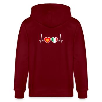 Kirgisistan Italien Herzschlag Flagge Kirgise - Stanley/Stella Unisex Bio-Kapuzenjacke CULTIVATOR  - Burgunderrot - Hinten - Anna (173cm)
