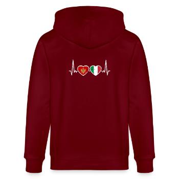 Monténégro Italie Vintage Heartbeat Flag - Veste à capuche bio CULTIVATOR Stanley/Stella Unisexe - bordeaux - Dos - Anna (173cm)