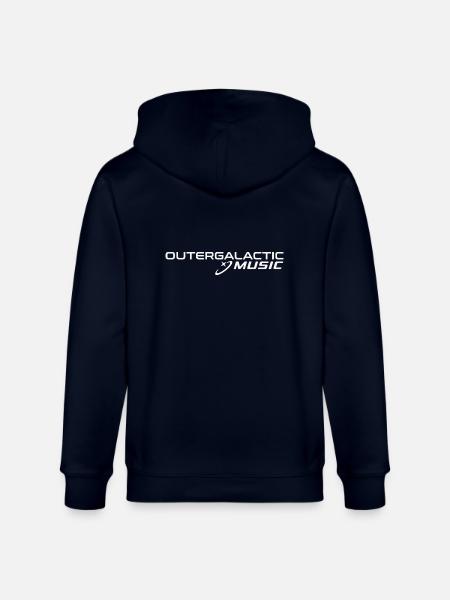 Outergalactic Music logo white - Stanley/Stella CULTIVATOR Unisex Organic Hooded Jacket - navy