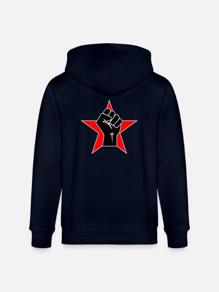 Raised Fist Logo 2 - Stanley/Stella CULTIVATOR  Unisex Organic Hooded Jacket - navy