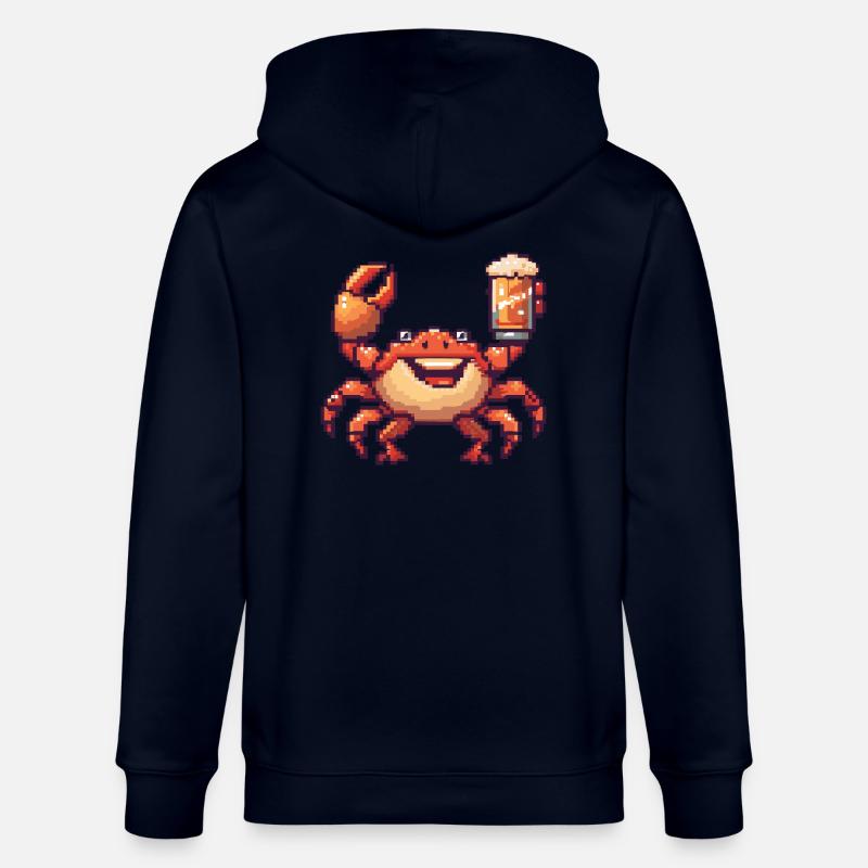 Krebs Krabbe Bier Pixel - Stanley/Stella Unisex Bio-Kapuzenjacke CULTIVATOR  - Navy