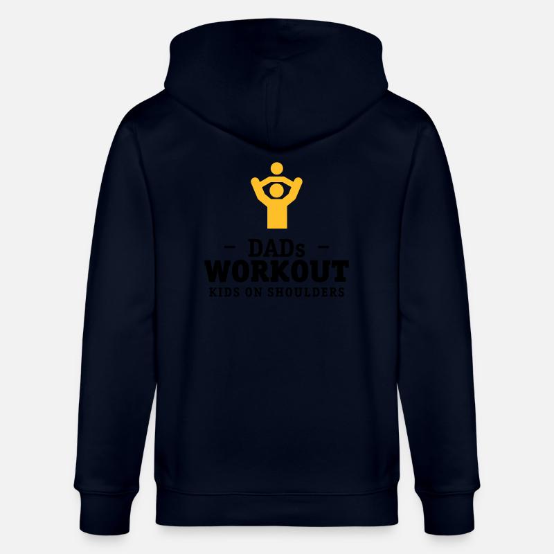 Papas workout mit Kind auf Schultern Geschenk - Stanley/Stella Unisex Bio-Kapuzenjacke CULTIVATOR - Navy