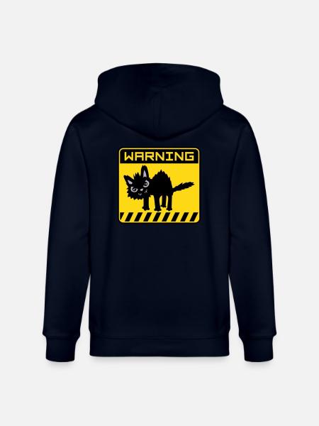Warning dangerous cat - Stanley/Stella CULTIVATOR Unisex Organic Hooded Jacket - navy