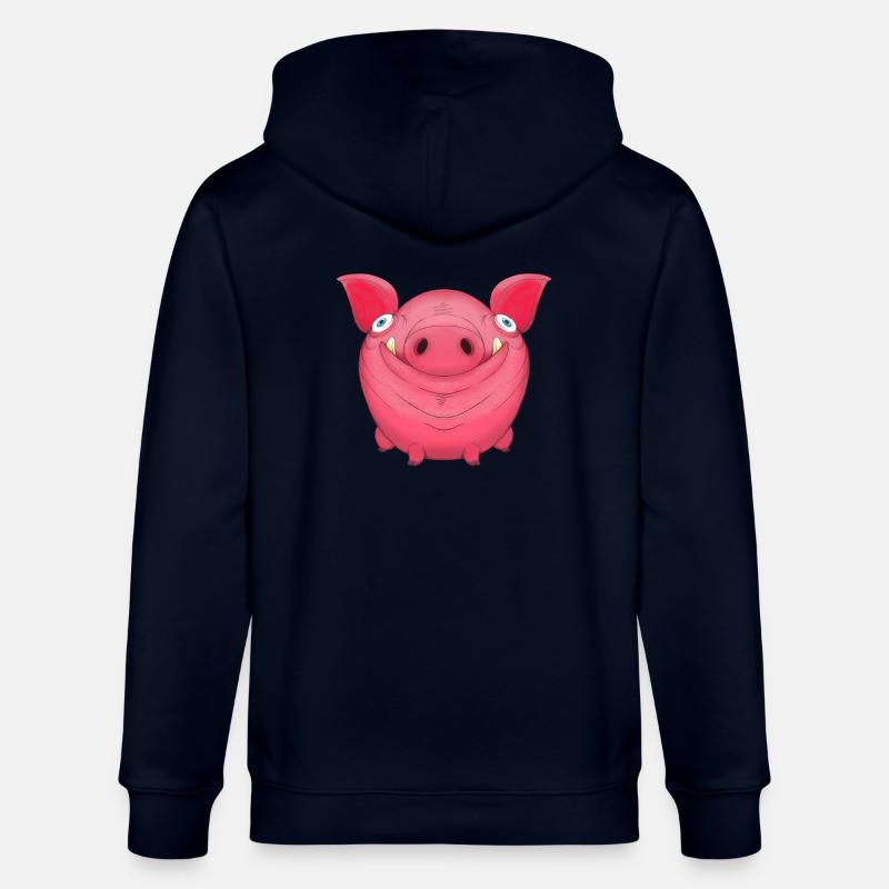 Mignon rond dessin animé cochon - Veste à capuche bio CULTIVATOR Stanley/Stella Unisexe - marine