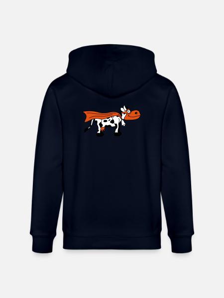 Super Cow Cartoon - Stanley/Stella CULTIVATOR Unisex Organic Hooded Jacket - navy