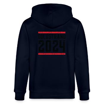 Goldstrand 2024 - Stanley/Stella Unisex Bio-Kapuzenjacke CULTIVATOR  - Navy - Hinten - Anna (173cm)