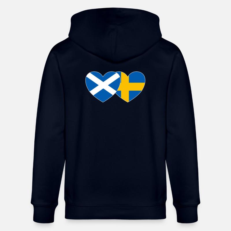 Ecosse Suède Drapeau Large Coeur - Veste à capuche bio CULTIVATOR Stanley/Stella Unisexe - marine