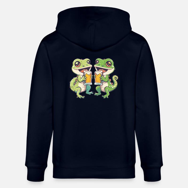 Lizard Comic Beer Party Drinking - Stanley/Stella CULTIVATOR Unisex Organic Hooded Jacket - navy