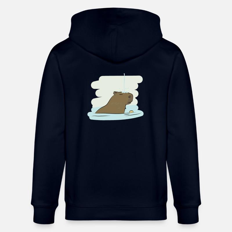 Design d’illustration « Baisers de Capybara » - Veste à capuche bio CULTIVATOR Stanley/Stella Unisexe - marine