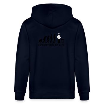 evolution_grill_e_2c - Stanley/Stella Unisex Bio-Kapuzenjacke CULTIVATOR  - Navy - Hinten - Anna (173cm)