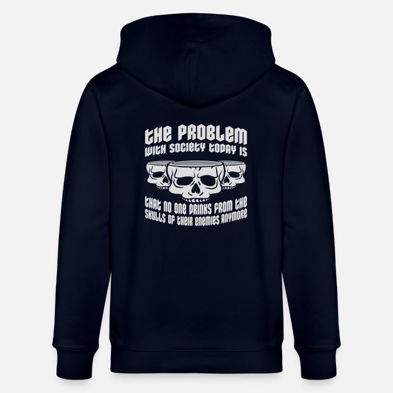 drinks from enemies skulls - Stanley/Stella CULTIVATOR  Unisex Organic Hooded Jacket - navy