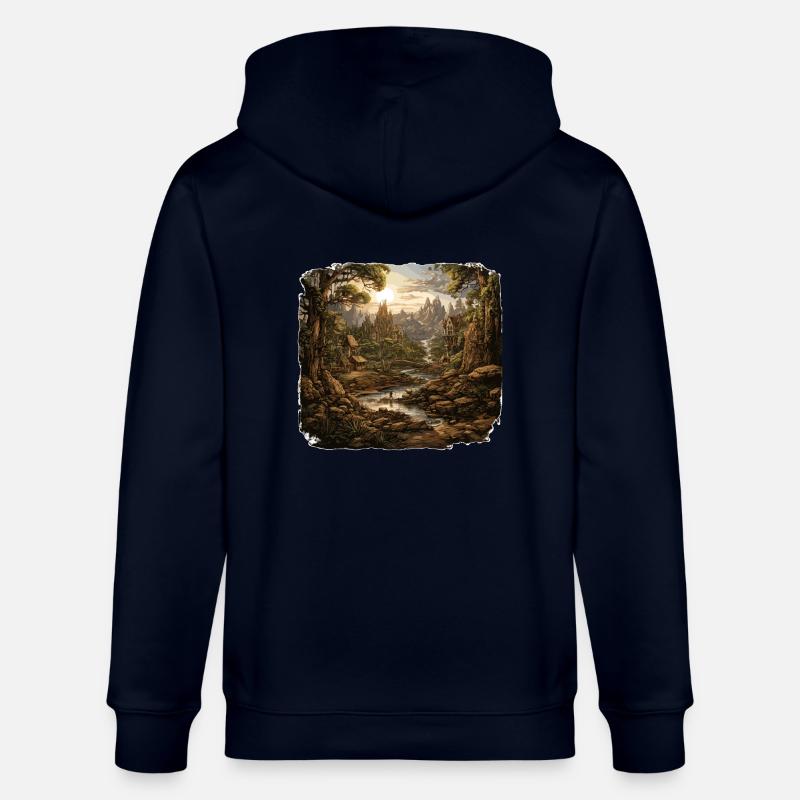 Paysage - Illustration - Veste à capuche bio CULTIVATOR Stanley/Stella Unisexe - marine