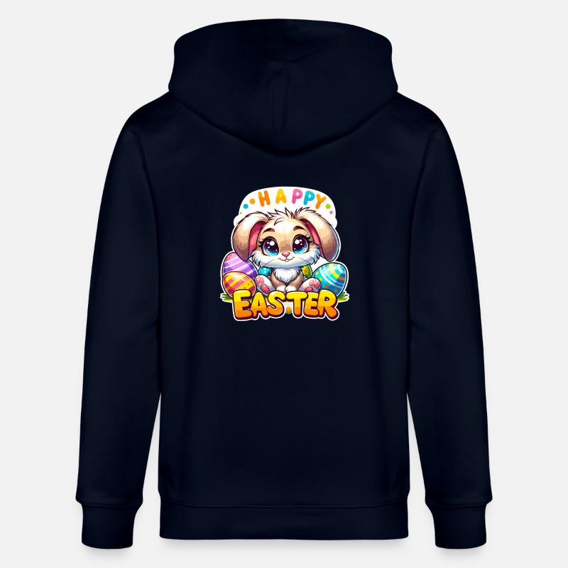 Happy Easter - Easter Bunny Illustration - Stanley/Stella CULTIVATOR  Unisex Organic Hooded Jacket - navy
