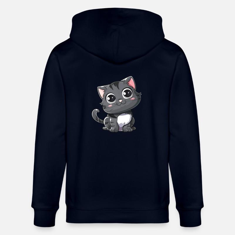 Chaton Gris Mignon Grands Yeux - Veste à capuche bio CULTIVATOR Stanley/Stella Unisexe - marine