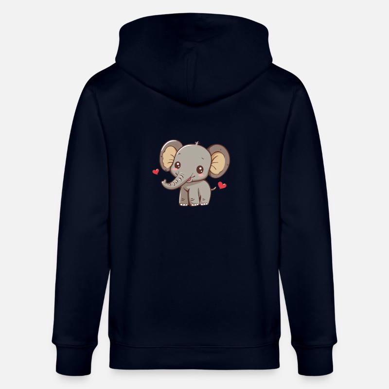 Éléphant mignon avec des coeurs - Veste à capuche bio CULTIVATOR Stanley/Stella Unisexe - marine