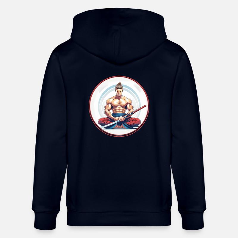 Meditierender Samurai mit Katana - Stanley/Stella Unisex Bio-Kapuzenjacke CULTIVATOR  - Navy