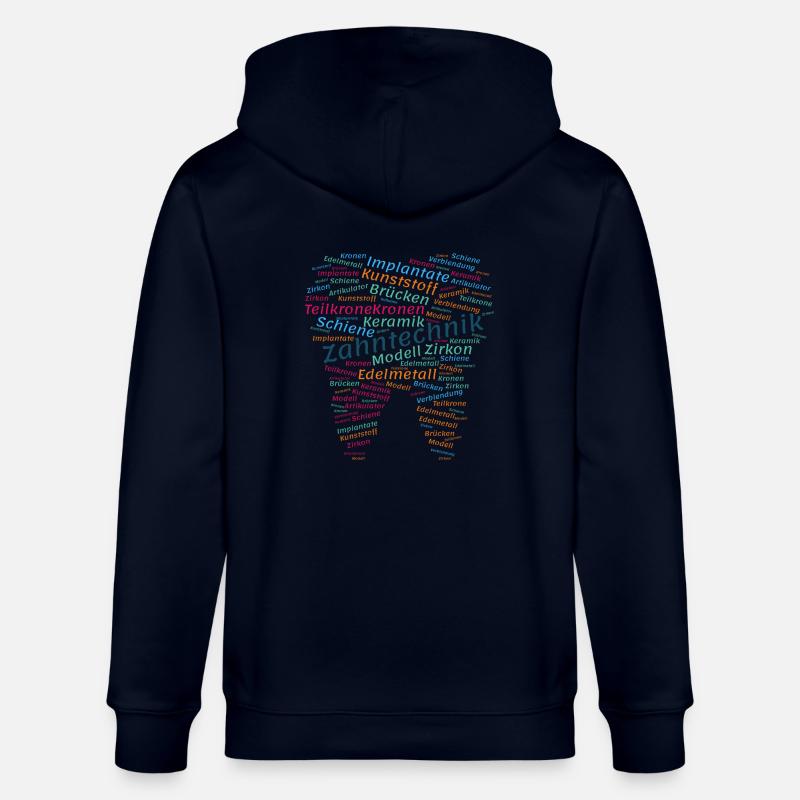 Zahntechnik Wordcloud bunt - Stanley/Stella Unisex Bio-Kapuzenjacke CULTIVATOR  - Navy